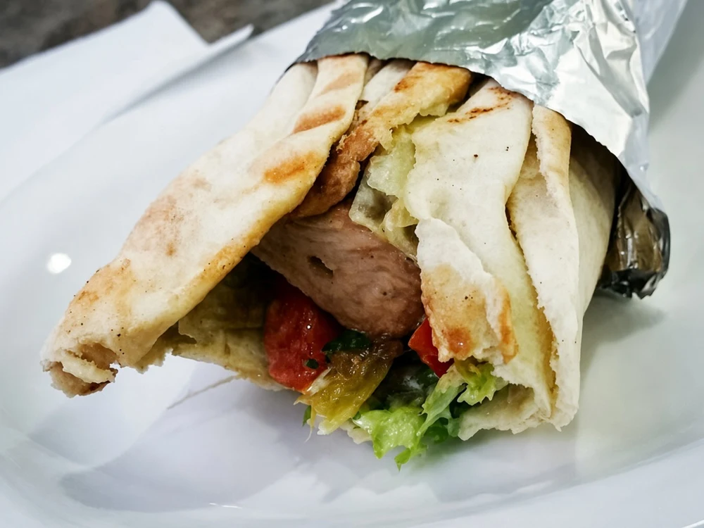 Chicken shawarma wrap at Golden Pita Lebanese restaurant in Ancaster